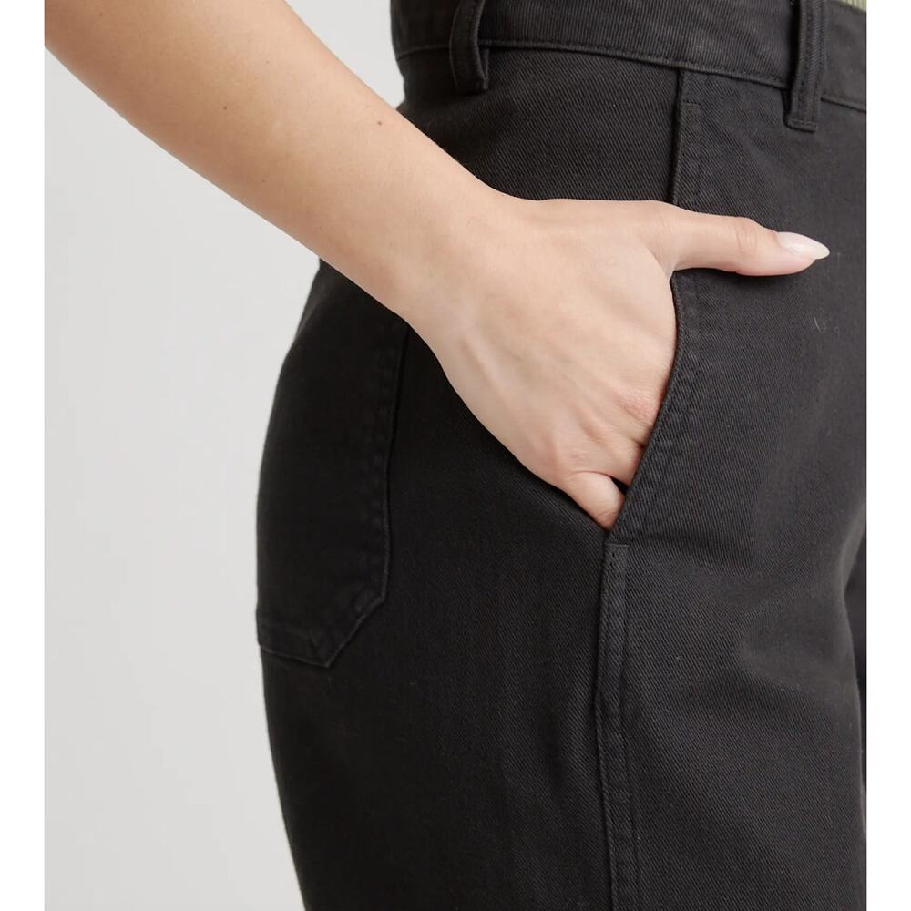 $60 Quince Black Organic Stretch Cotton Twill Barrel Jeans 6 / S NWOT - Picture 4 of 8